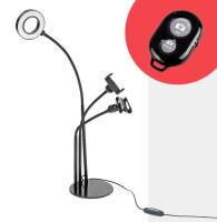 Набор блогера 3в1 гибкий штатив с LED кольцом держатель для смартфона микрофона на подставке + bluetooth пульт