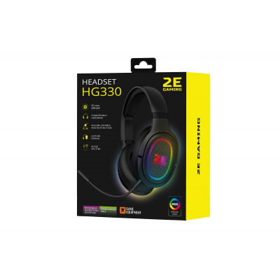 Наушники 2E HG330 RGB 3.5mm Black (2E-HG330BK) фото в интернет магазине WiseSmart.com.ua