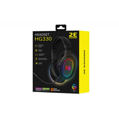 Наушники 2E HG330 RGB USB 7.1 Black (2E-HG330BK-7.1) фото в интернет магазине WiseSmart.com.ua