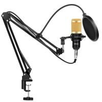 Конденсаторный Студийный микрофон Music D.J. M 800U со стойкой и ветрозащитой Black/Gold (7ql72a)
