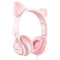 Наушники проводные с ушками HOCO Cat ear W36 с микрофоном Pink