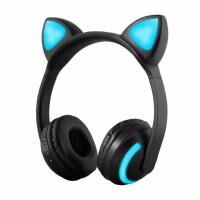Беспроводные Bluetooth наушники j-hel с кошачьими ушками LED подсветка 7 цветов ZW-19 Black (JZW19Black)