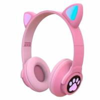 Детские наушники с ушками CatEar ME-3CE Bluetooth беспроводные с LED подсветкой и MicroSD до 32Гб Pink