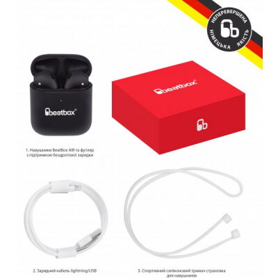 Наушники BeatBox PODS AIR 2 Wireless Charging Black (bbpair2wcb) фото в интернет магазине WiseSmart.com.ua