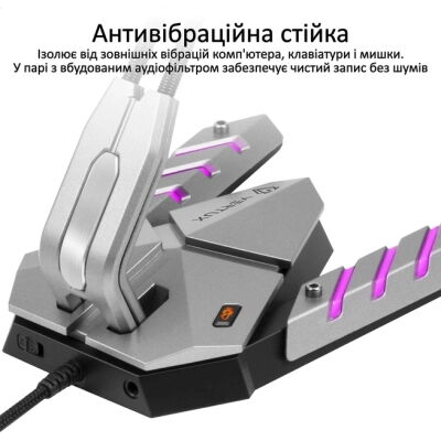 Микрофон Vertux Streamer-3 LED USB Grey (streamer-3.grey) фото в интернет магазине WiseSmart.com.ua