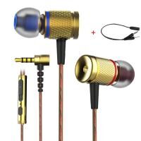 Проводные динамические стерео наушники Plextone Bass Head DX2 Gold + аудио адаптер 2*3.5 мм (mini-Jack)