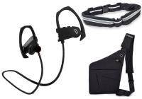 Набор Bluetooth наушники FY-Q9 IPX5 Black, спортивный пояс GO Belt и сумка-мессенджер Crossbody (n-1083)