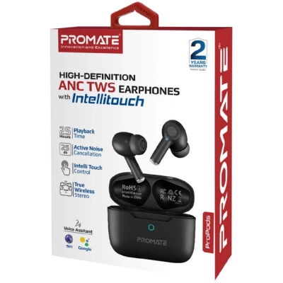 Наушники Promate ProPods Black (propods.black) фото в интернет магазине WiseSmart.com.ua