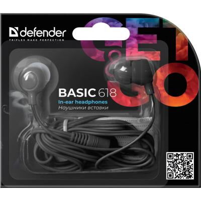 Наушники Defender Basic 618 Black (63618) фото в интернет магазине WiseSmart.com.ua