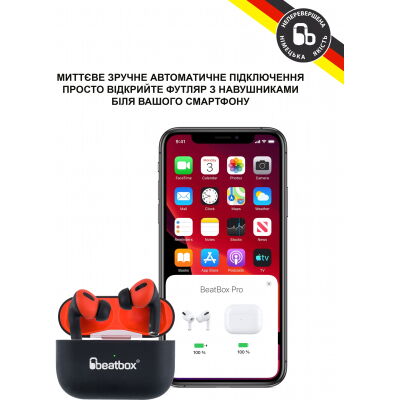 Наушники BeatBox PODS PRO 1 Wireless Charging Black-Red (bbppro1wcbr) фото в интернет магазине WiseSmart.com.ua