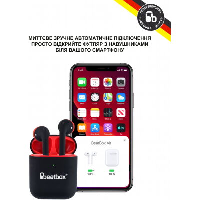 Наушники BeatBox PODS AIR 2 Wireless Сharging Black-Red (bbpair2wcbr) фото в интернет магазине WiseSmart.com.ua