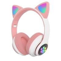 Наушники Cute Headset "Кошачьи ушки" беспроводные 280ST Bluetooth, MicroSD, FM-Радио Розовые
