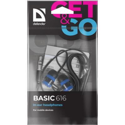 Наушники Defender Basic 616 Black-Blue (63616) фото в интернет магазине WiseSmart.com.ua