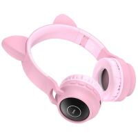 Наушники Hoco W27 Cat Ear Bluetooth с кошачьими ушками LED Розовый