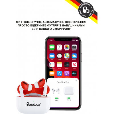 Наушники BeatBox PODS PRO 1 Wireless Charging White-Red (bbppro1wcwr) фото в интернет магазине WiseSmart.com.ua