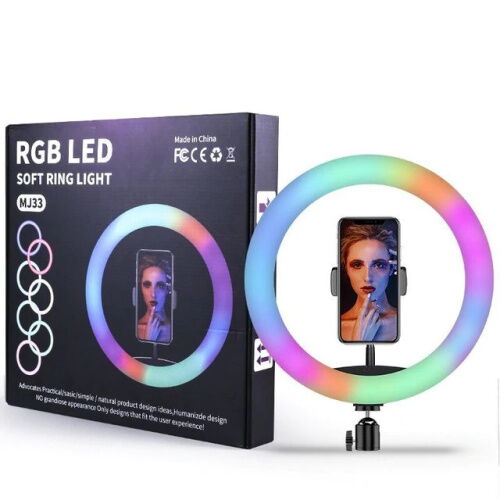 Кольцевая LED лампа 33 см RGBW 8 цветов кольцевой свет подсветка для фотографов блогеров тиктокеров визажистов SOFT RING LIGHT MJ33 фото в интернет магазине WiseSmart.com.ua