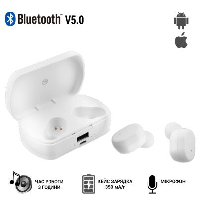 Беспроводные Bluetooth наушники в кейсе Wireless TWS-10 V5.0 с функцией зарядки телефона White фото в интернет магазине WiseSmart.com.ua