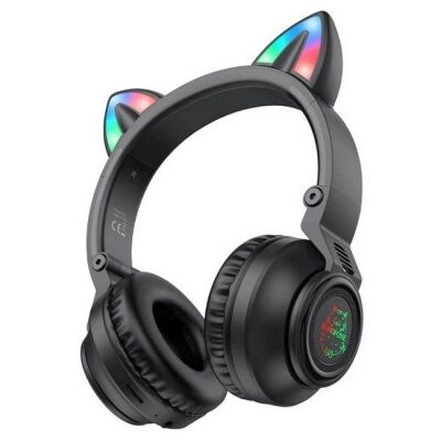 Беспроводные наушники с кошачьими ушками Bluetooth BOROFONE BO18 Cat ear Black фото в интернет магазине WiseSmart.com.ua