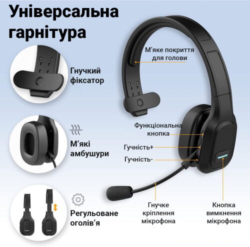 Bluetooth гарнитура для колл-центра с микрофоном Digital Lion M100C + USB Bluetooth-адаптер фото в интернет магазине WiseSmart.com.ua