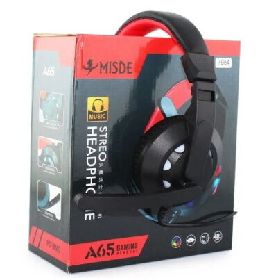Наушники игровые MHZ Misde A65 7954 с микрофоном LED Черные фото в интернет магазине WiseSmart.com.ua