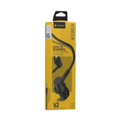 Проводные наушники Celebrat 3.5 mm V2 вакуумные с микрофоном 1.2 m Black фото в интернет магазине WiseSmart.com.ua