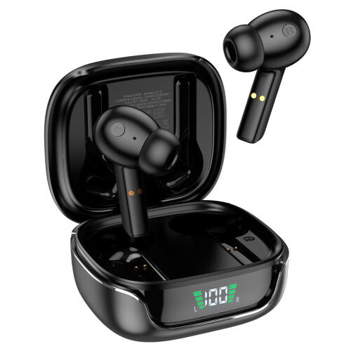 Беспроводные сенсорные Bluetooth TWS наушники HOCO EW18 с зарядным кейсом Чёрные фото в интернет магазине WiseSmart.com.ua