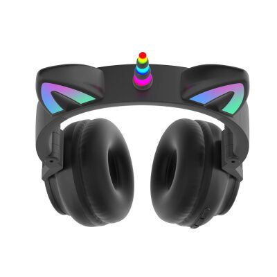 Наушники Cute Headset кошачьи ушки/единорог беспроводные с подсветкой RGB 27STN фото в интернет магазине WiseSmart.com.ua