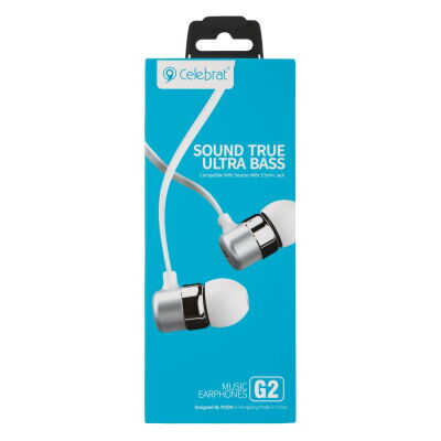 Проводные наушники Celebrat 3.5 mm G2 вакуумные с микрофоном 1.2 m White фото в интернет магазине WiseSmart.com.ua
