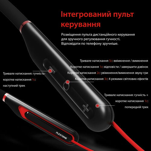 Беспроводные игровые наушники с 2 микрофонами Plextone G3 Red фото в интернет магазине WiseSmart.com.ua