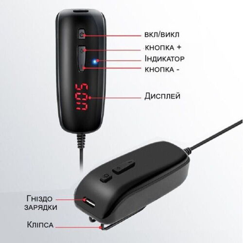 Комплект с 2-мя беспроводными петличными микрофонами Savetek P8-UHF Черный фото в интернет магазине WiseSmart.com.ua