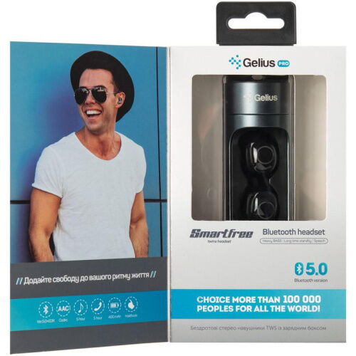 TWS наушники Stereo Bluetooth Headset Gelius Pro SmartFree GP-HBT015 Black (00000074836) фото в интернет магазине WiseSmart.com.ua