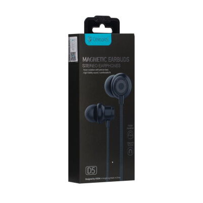 Проводные наушники Celebrat 3.5 mm D5 вакуумные с микрофоном 1.2 m Black фото в интернет магазине WiseSmart.com.ua