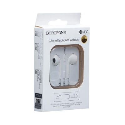 Наушники Borofone BM30 гарнитура для телефона Белый фото в интернет магазине WiseSmart.com.ua