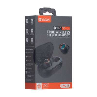 Стерео гарнитура Yison TWS-T3 Type C Bluetooth V5.1 350 mAh Черный фото в интернет магазине WiseSmart.com.ua