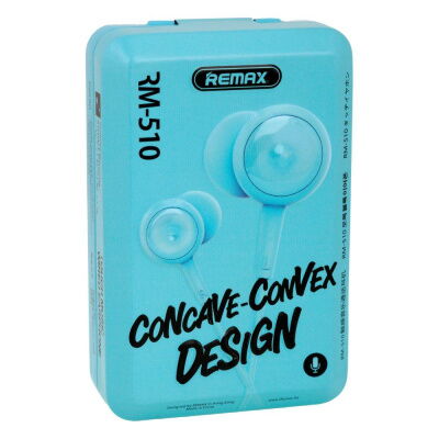 Вакуумные наушники Remax RM-510 гарнитура для телефона Голубой фото в интернет магазине WiseSmart.com.ua