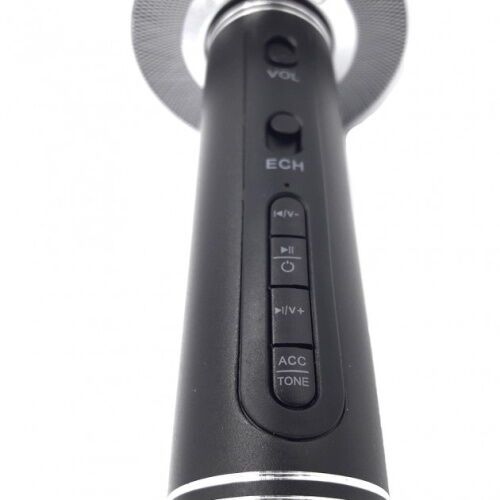 Беспроводной Bluetooth микрофон с колонкой 2в1 Karaoke YS-66 с функцией ЭХО смены голоса фонограммой и  disco подсветкой Черный фото в интернет магазине WiseSmart.com.ua