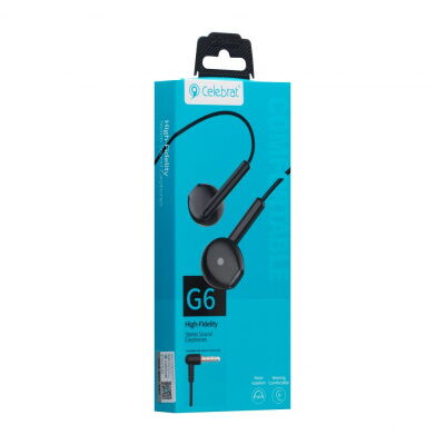 Проводные наушники Celebrat 3.5 mm G6 вкладыши с микрофоном 1.2 m Black фото в интернет магазине WiseSmart.com.ua