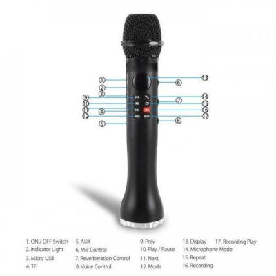 Беспроводной микрофон караоке MicMagic L-598 Черный фото в интернет магазине WiseSmart.com.ua