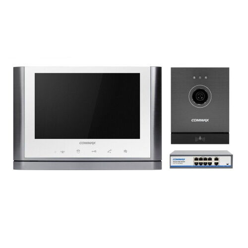 Комплект видеодомофона Commax CIOT-1020M + CIOT-D20M (A) c коммутатором на 8 портов White фото в интернет магазине WiseSmart.com.ua
