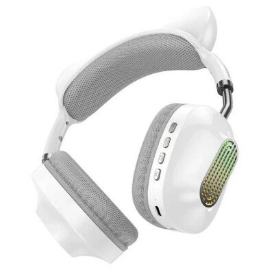 Наушники беспроводные с ушками HOCO Skill cat ear BT headphones ESD13 White фото в интернет магазине WiseSmart.com.ua