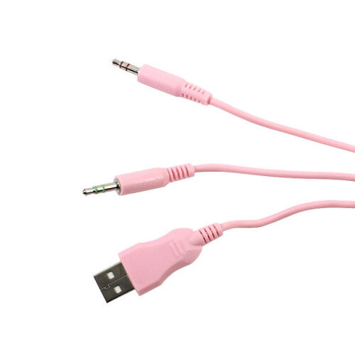 Проводная гарнитура-наушники с микрофоном FOREV FV-G99 2х3.5 мм + USB для смартфона ПК Pink фото в интернет магазине WiseSmart.com.ua