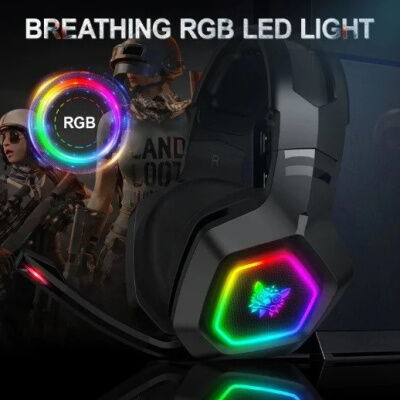 Игровая гарнитура Onikuma Gaming K10 Pro LED с RGB подсветкой Черный фото в интернет магазине WiseSmart.com.ua