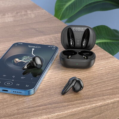 Беспроводные наушники Borofone BW18 Bluetooth V5.3 30/250mAh 4h LED индикатор Black фото в интернет магазине WiseSmart.com.ua