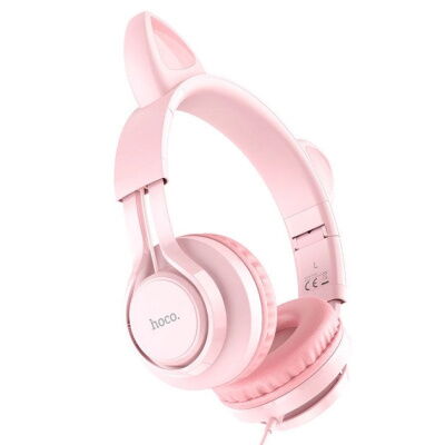 Наушники проводные с ушками HOCO Cat ear W36 с микрофоном Pink фото в интернет магазине WiseSmart.com.ua