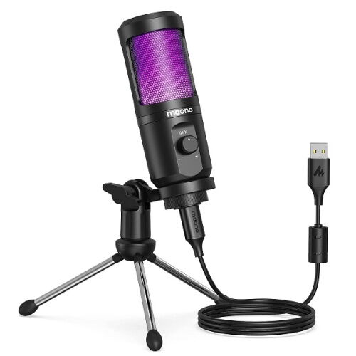Студийный конденсаторный USB микрофон Maono РМ461TR RGB c подсветкой Черный фото в интернет магазине WiseSmart.com.ua
