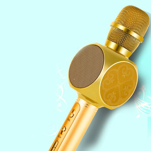 Беспроводной микрофон для караоке 2в1 Party Joy 63PJ Bluetooth с колонкой 3Вт Gold фото в интернет магазине WiseSmart.com.ua