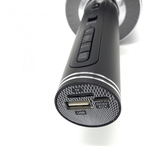 Беспроводной Bluetooth микрофон с колонкой 2в1 Karaoke YS-66 с функцией ЭХО смены голоса фонограммой и  disco подсветкой Черный фото в интернет магазине WiseSmart.com.ua