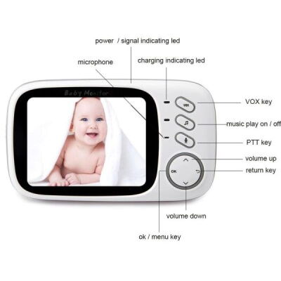 Видеоняня Baby Monitor VB603 / HD720P / 3.2 LCD c датчиком температуры Белый (100235) фото в интернет магазине WiseSmart.com.ua