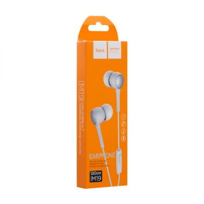 Дротові навушники вакумні з мікрофоном Hoco 3.5 mm M19 Drumbeat Universal 1.2 m White фото в интернет магазине WiseSmart.com.ua