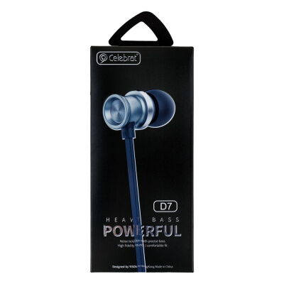 Дротові навушники вакумні з мікрофоном Celebrat 3.5 mm D7 Powerful 1.2 m Black фото в интернет магазине WiseSmart.com.ua